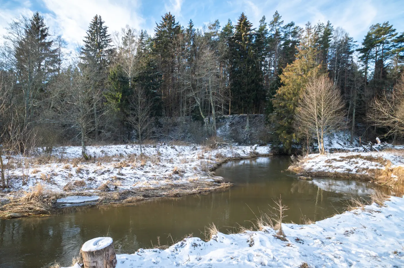 Река Ислочь зимой в январе