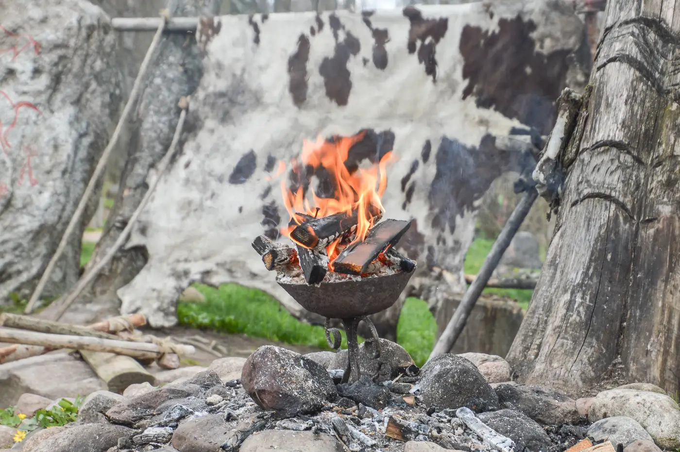 Огонь на стоянке древнего человека в Суле